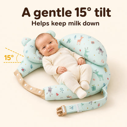 A gentle 15 degree tilt that helps keep milk down
