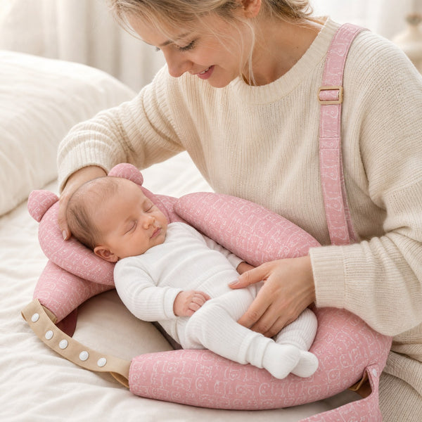 Settling baby onto the head rest