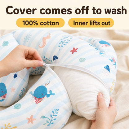 Cover comes off to wash: 100% cotton, inner lifts out